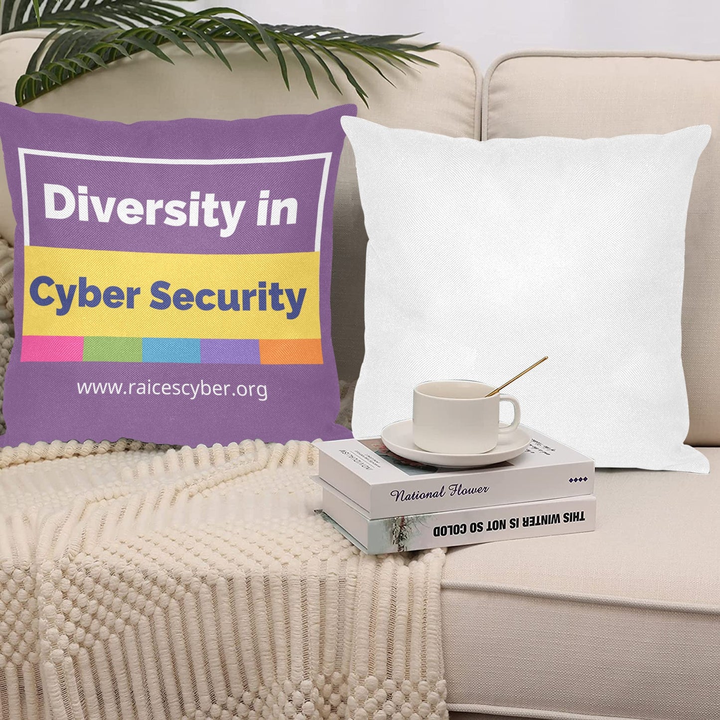 Diversity in Cyber Linen Zippered Pillowcase 18" x 18"(One Side & Pack of 2)